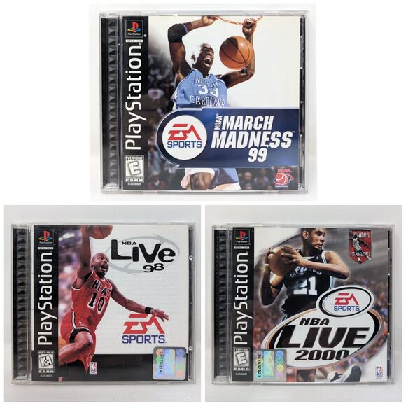 Lot Of 3 Basketball Games NBA Live 98 2000 NCAA March Madness 99 PlayStation 1 - Picture 1 of 10
